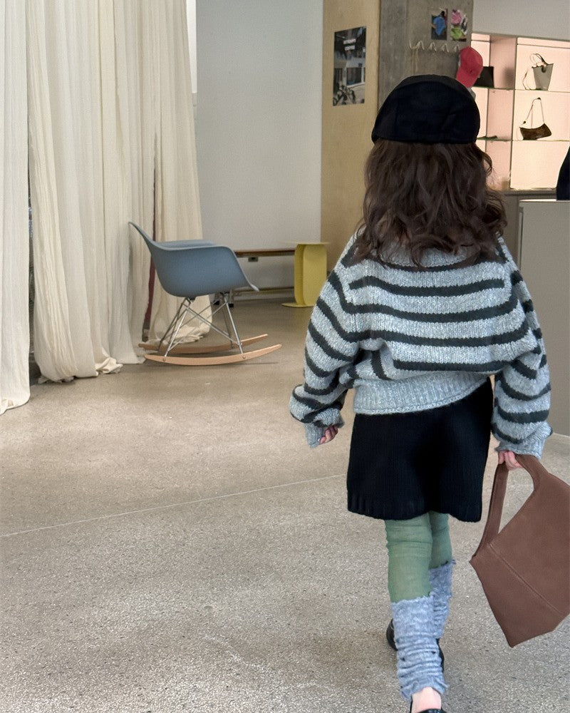 フーディーマフラー付ボーダーニット