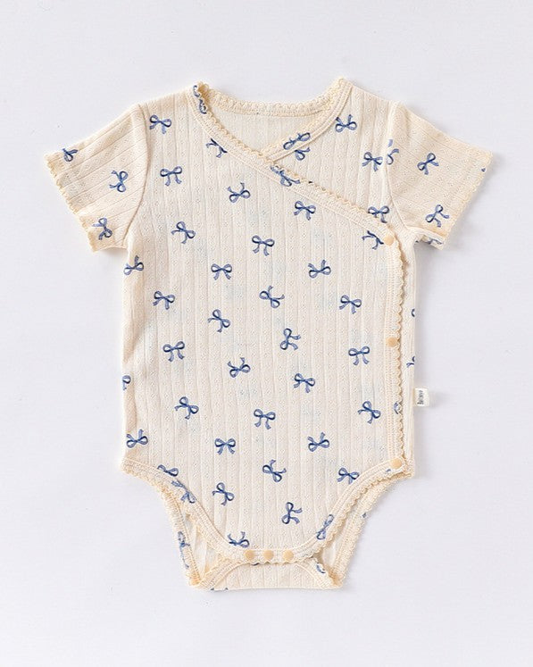 前開きアイレットリボンロンパース