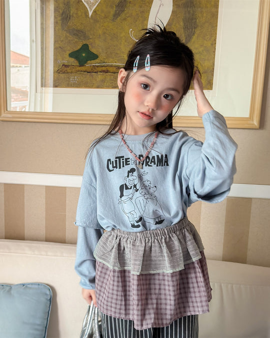 レイヤードショート丈プリントT