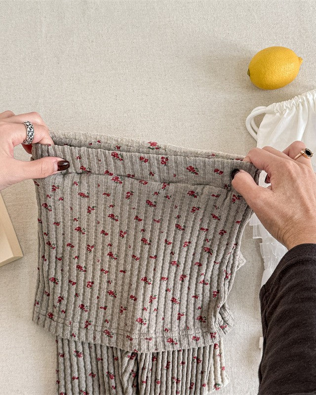 小花柄スカートリブパンツ