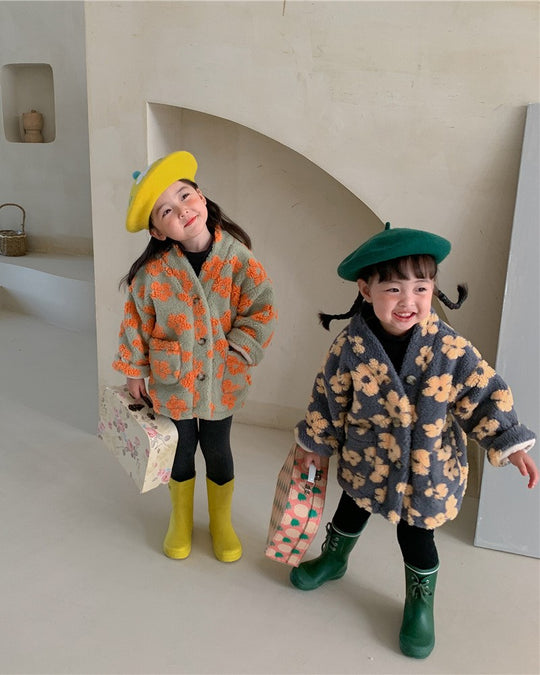 裏起毛フラワーボアV/Nジャケット