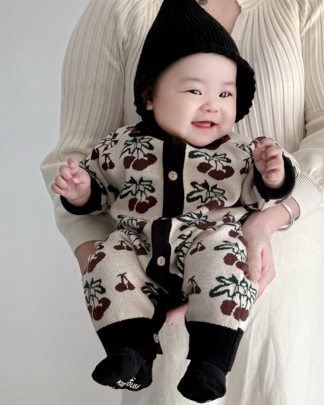 ジャガードニットロンパース