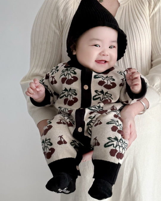 ジャガードニットロンパース