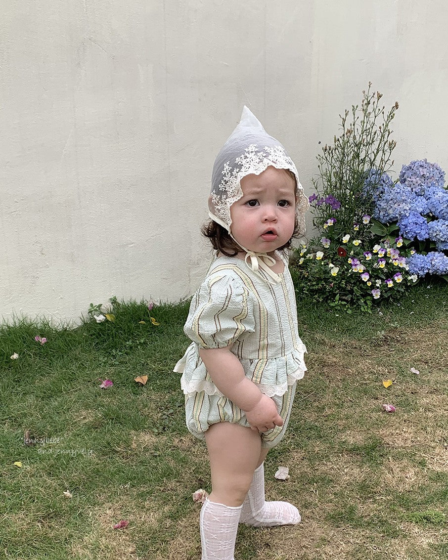 マルチストライプリンクルロンパース