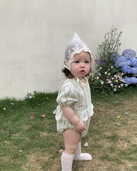 マルチストライプリンクルロンパース