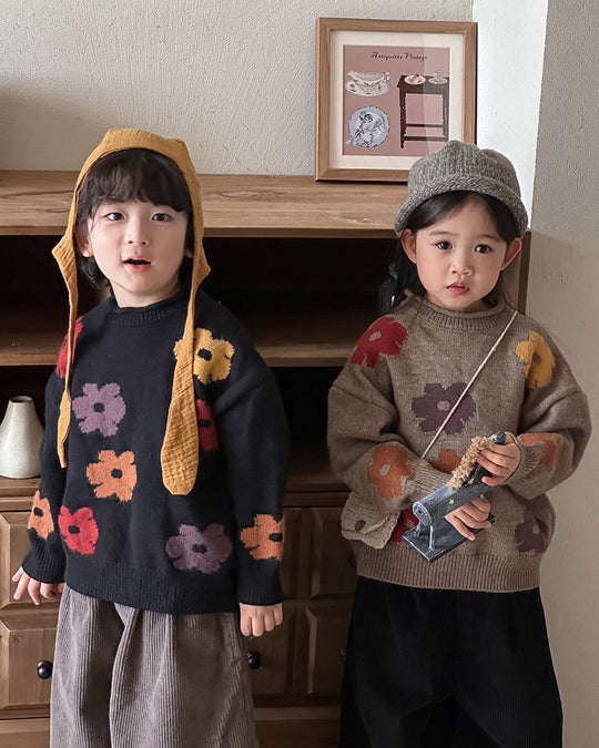 フラワージャガードニット