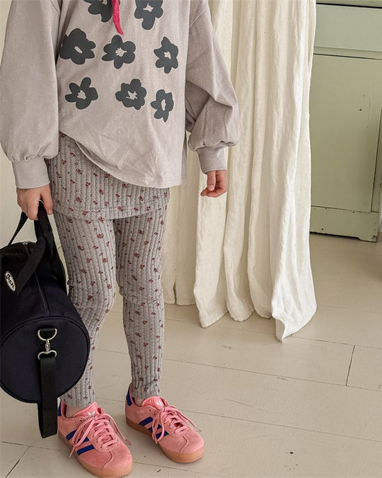 小花柄スカートリブパンツ