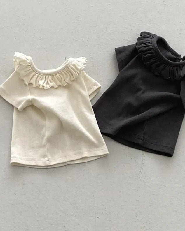 [nunubiel]ribbed frill t-shirts