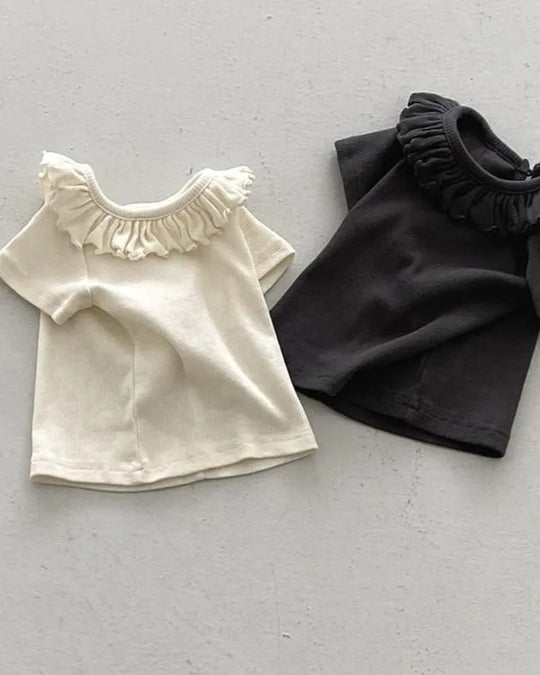 [nunubiel]ribbed frill t-shirts