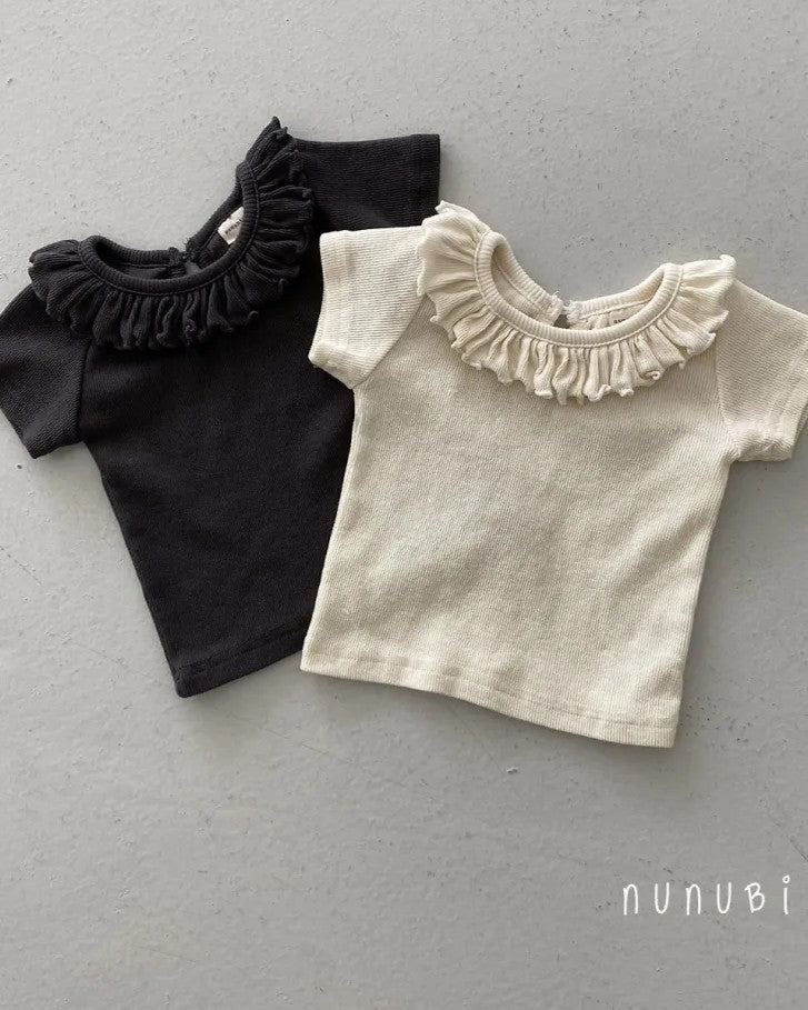 [nunubiel]ribbed frill t-shirts