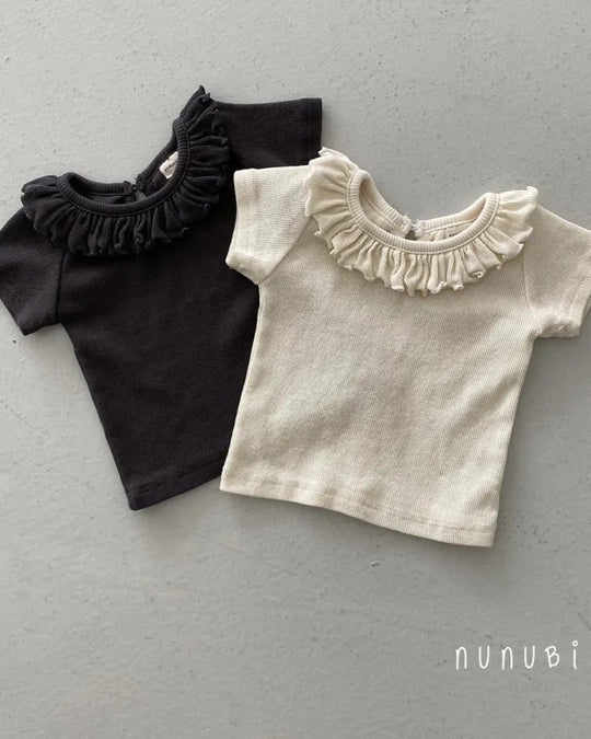 [nunubiel]ribbed frill t-shirts