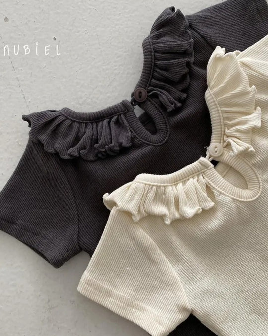 [nunubiel]ribbed frill t-shirts