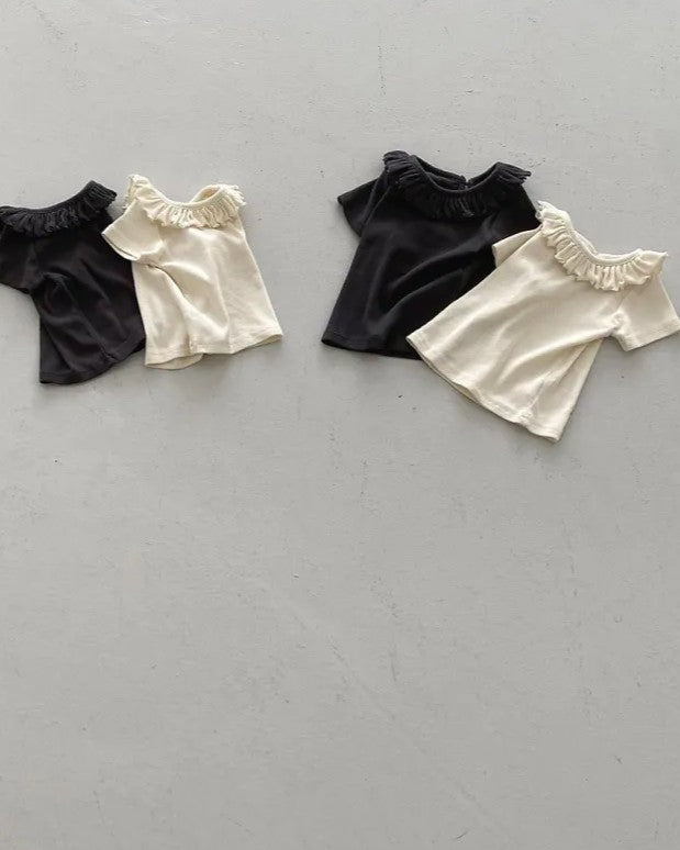 [nunubiel]ribbed frill t-shirts