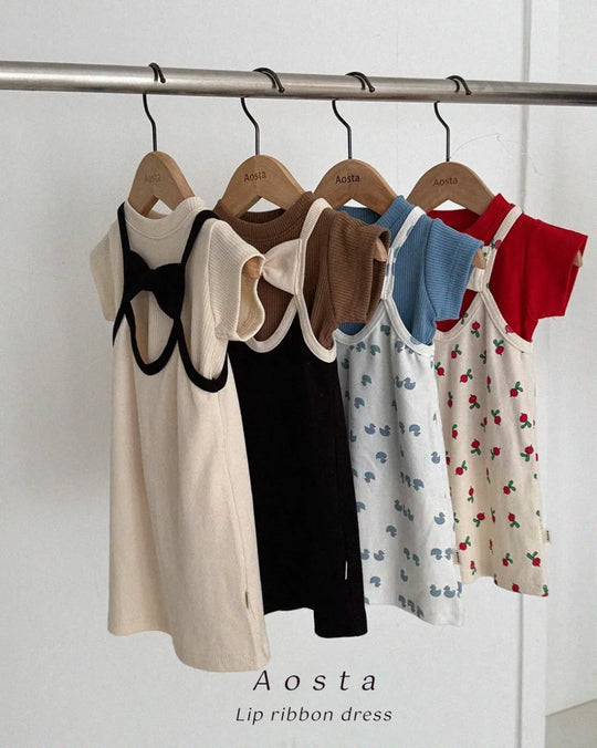 [aosta]lip ribbon dress