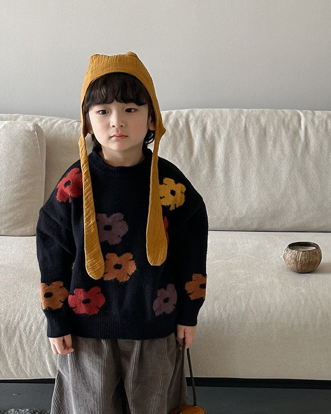 フラワージャガードニット