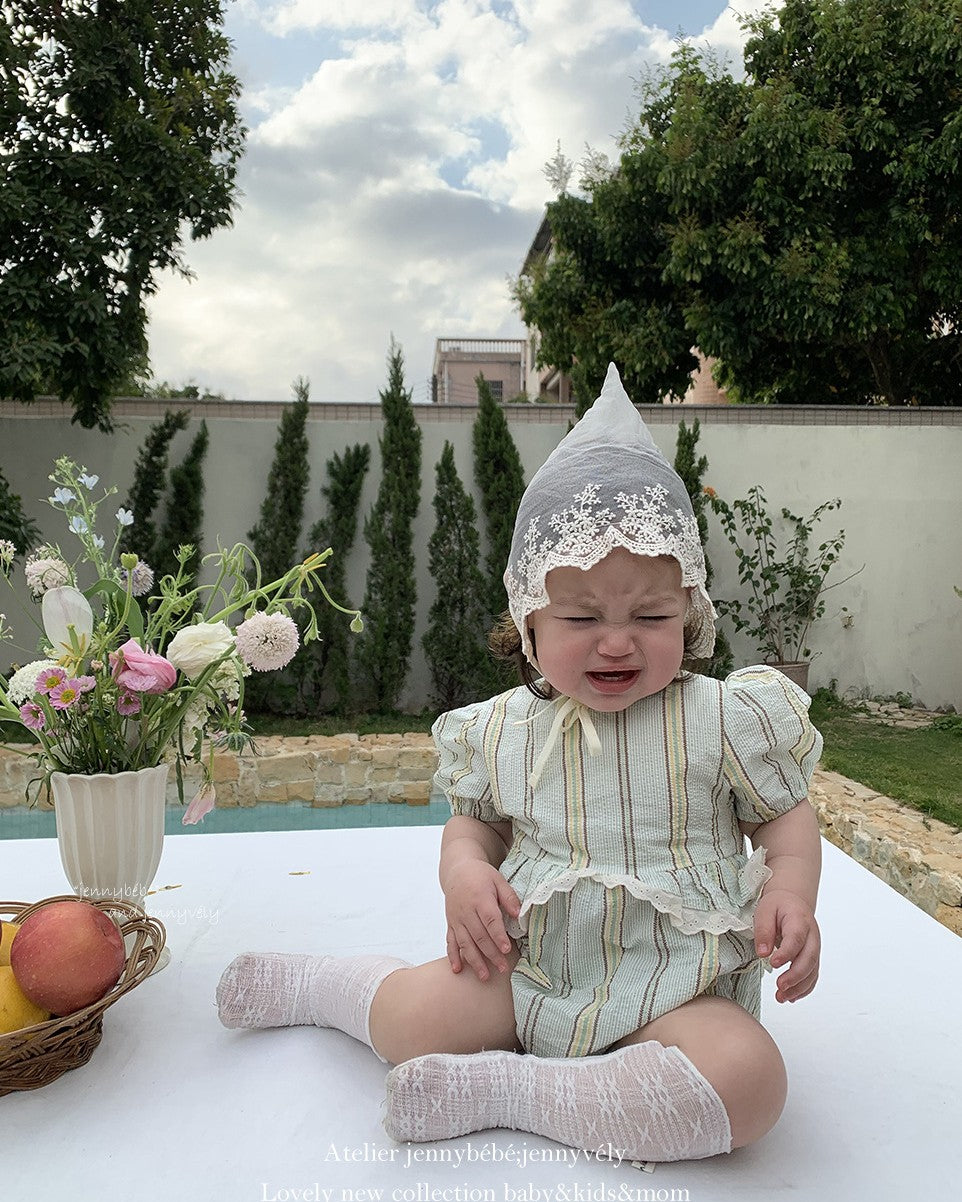 マルチストライプリンクルロンパース