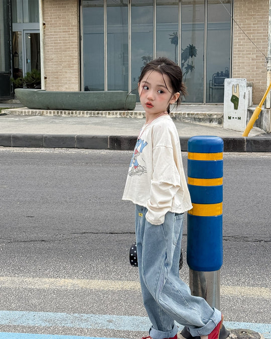 レイヤードショート丈プリントT