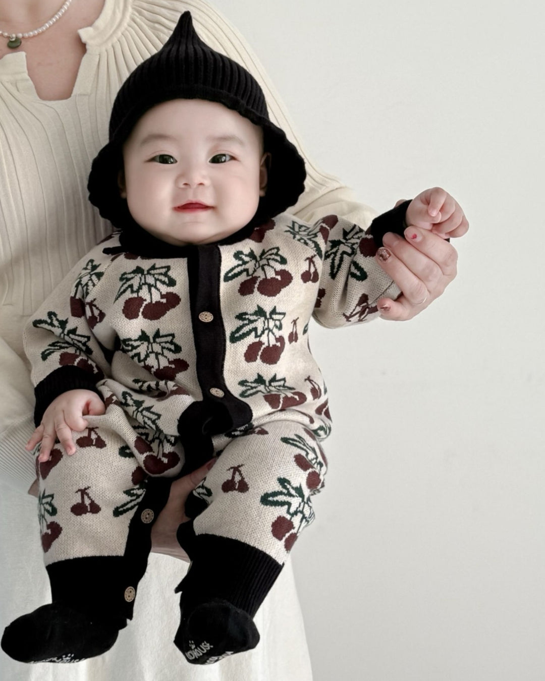 ジャガードニットロンパース