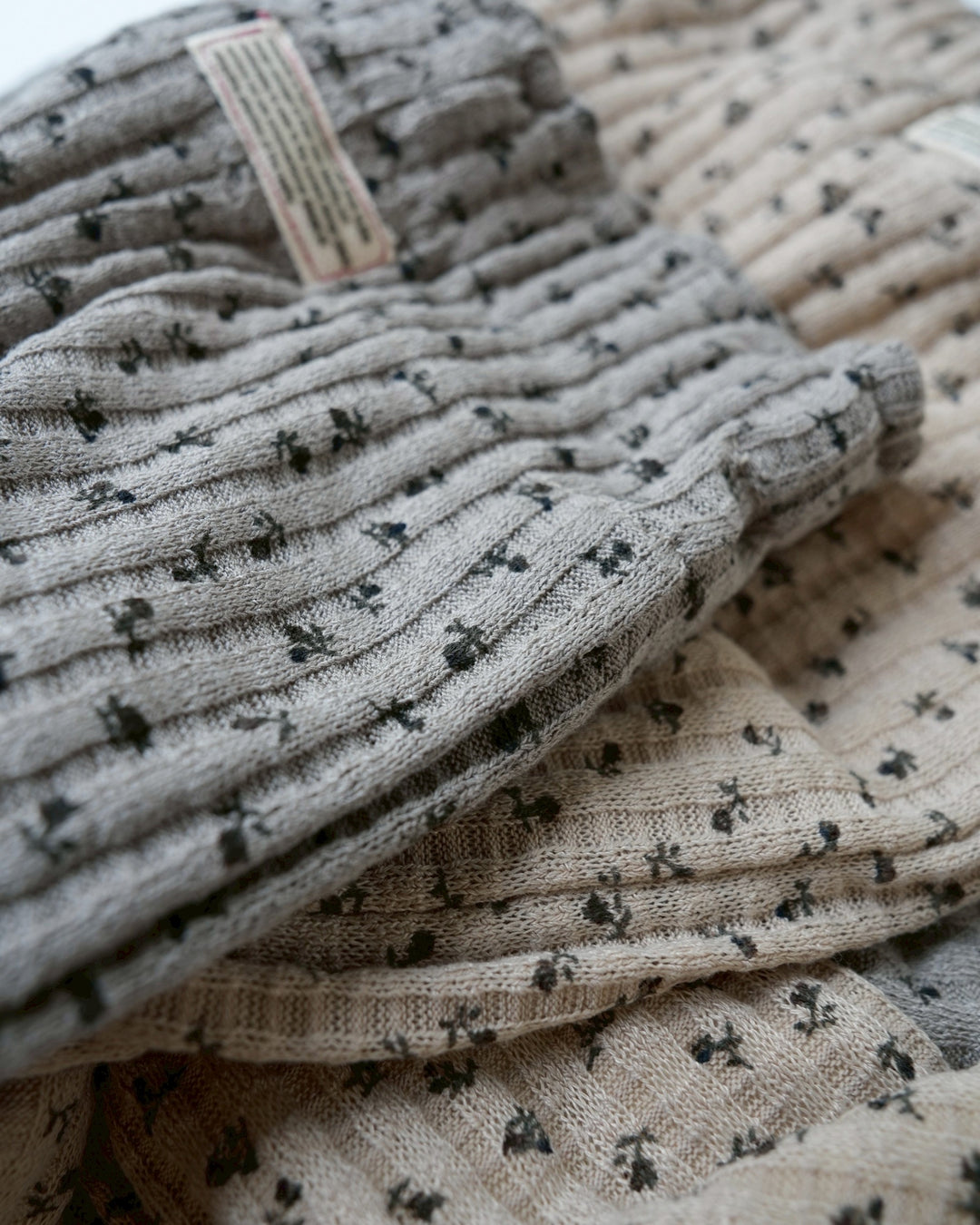 小花柄リブ裏起毛レギパン