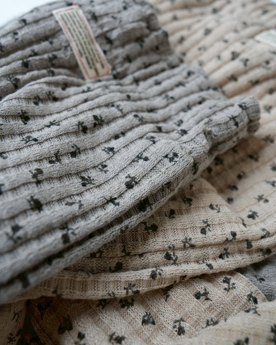 小花柄リブ裏起毛レギパン