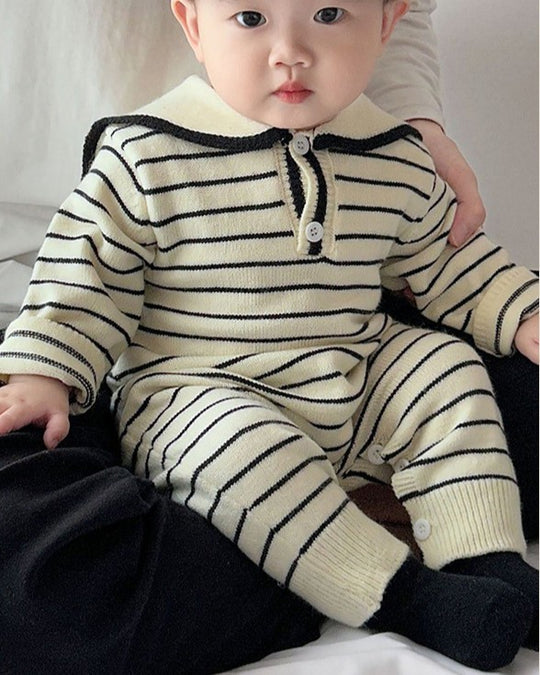 セーラーカラーニットカバーオール