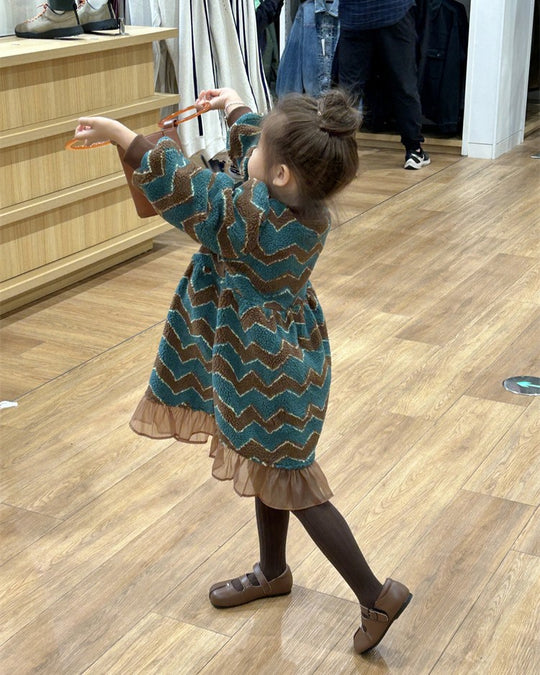 裏起毛ジグザグボアワンピース