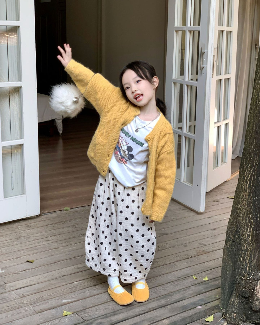 ラインステッチドットボリュームパンツ