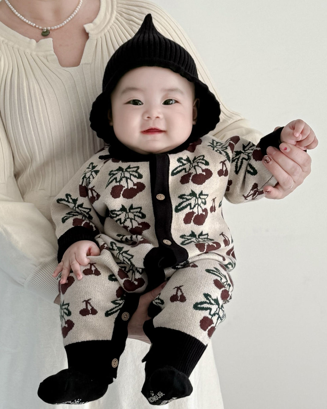 ジャガードニットロンパース