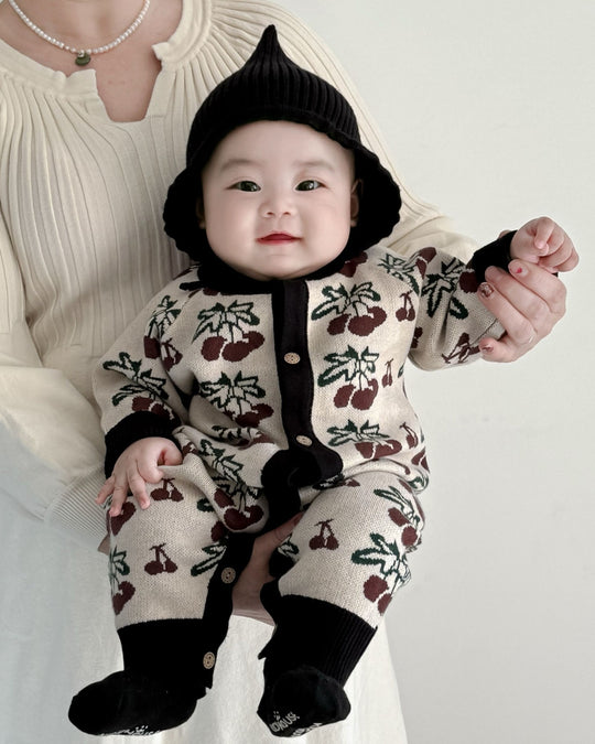 ジャガードニットロンパース