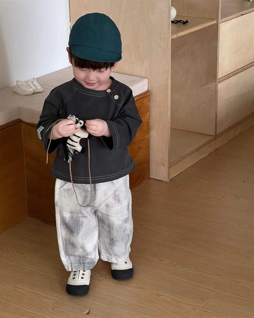 ステッチラグランヘンリーカットソー.