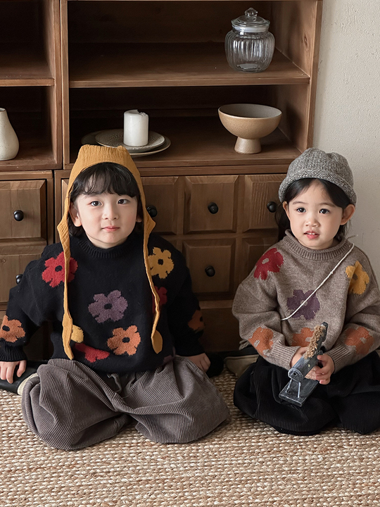 フラワージャガードニット