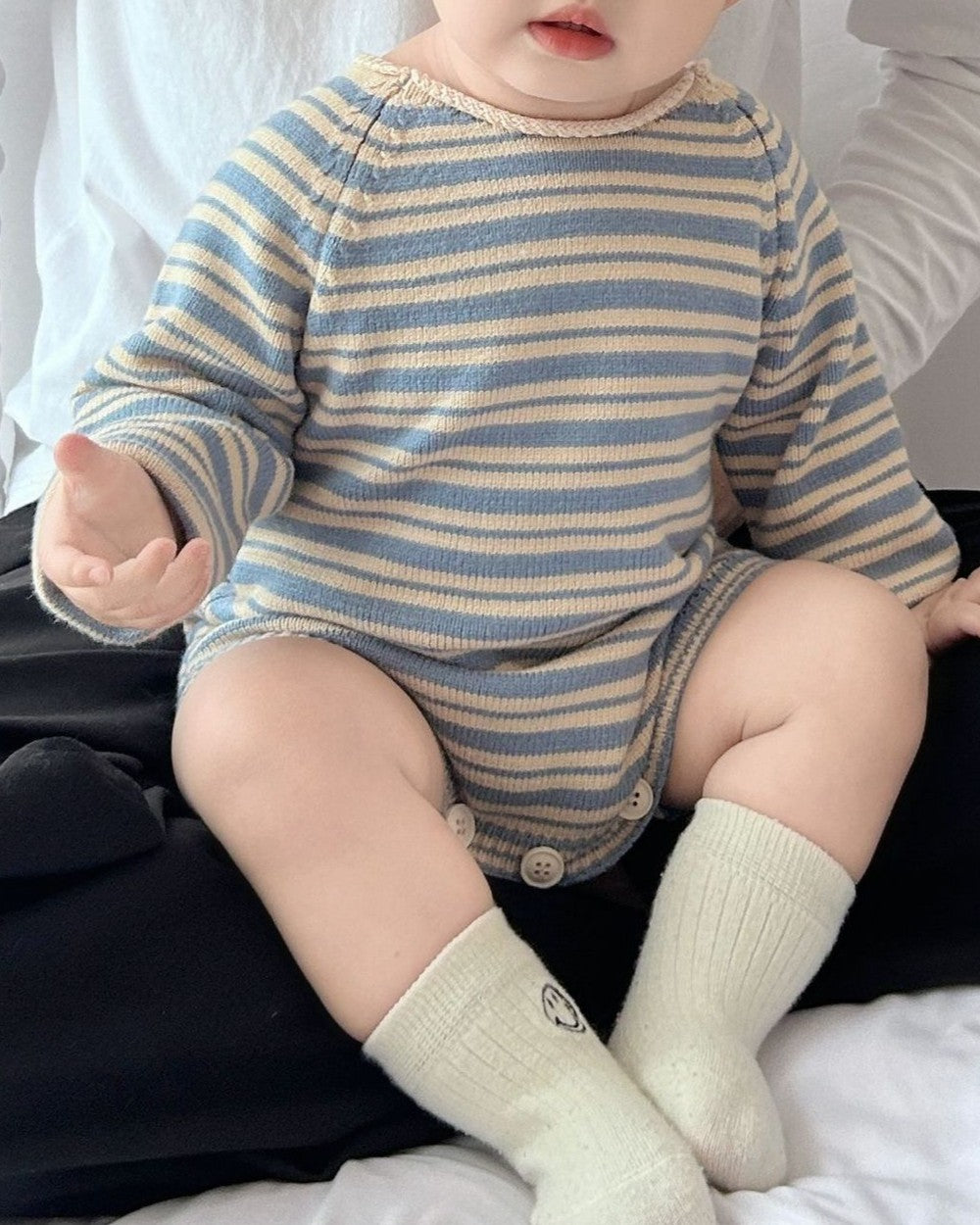 ミックスボーダーニットロンパース