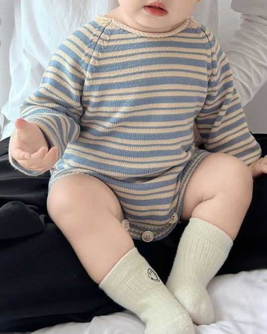 ミックスボーダーニットロンパース