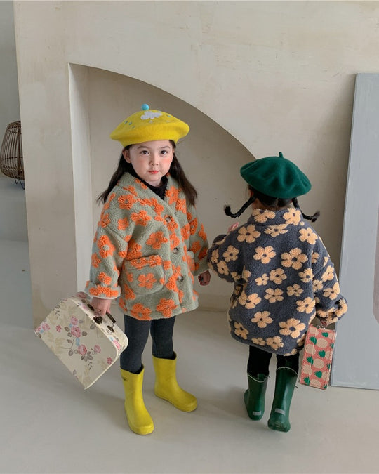 裏起毛フラワーボアV/Nジャケット