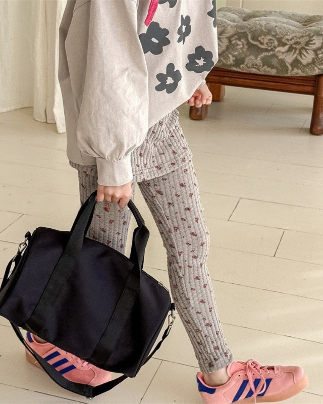 小花柄スカートリブパンツ