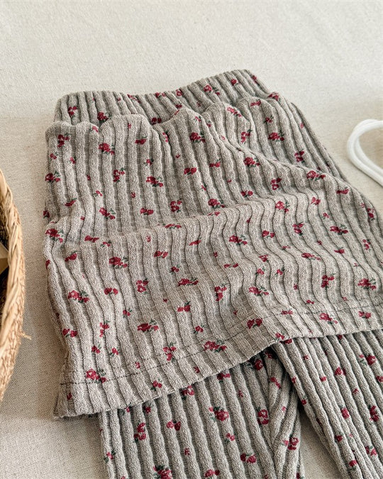 小花柄スカートリブパンツ