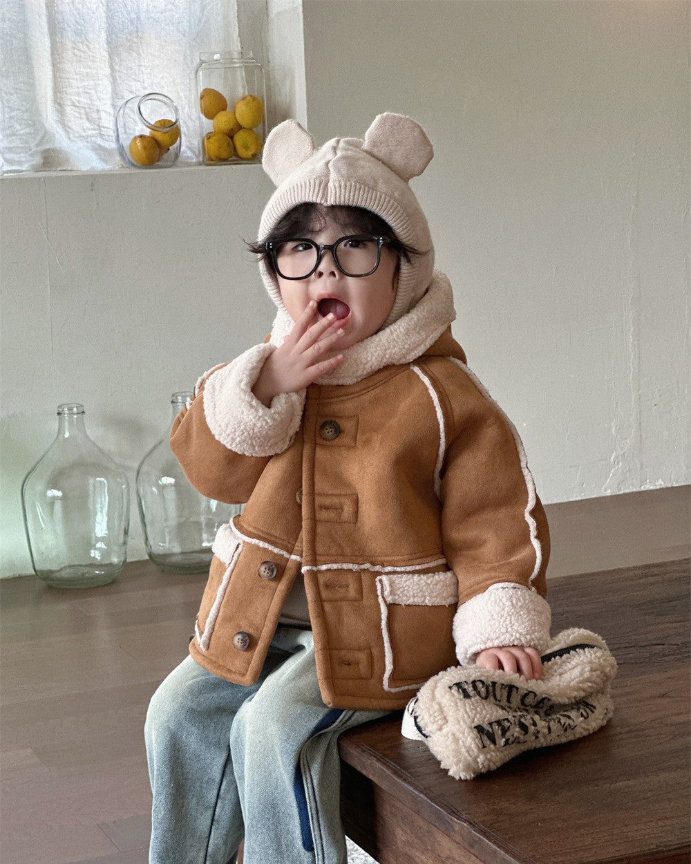 ムートンボアフーディジャケット