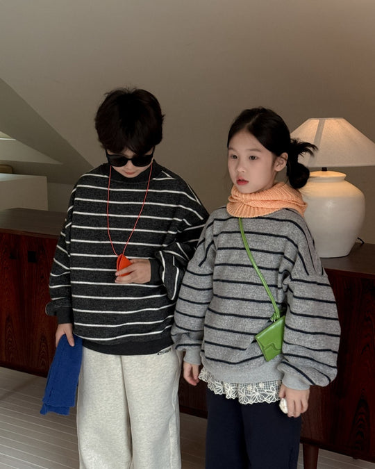 ボーダー裏起毛ニットスウェット