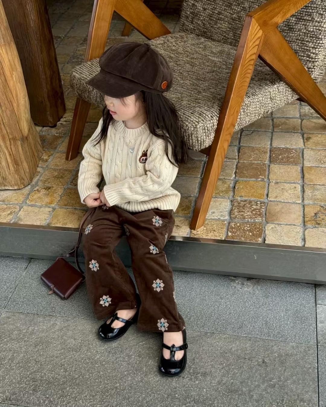 クロスステッチピンコーデュロイパンツ