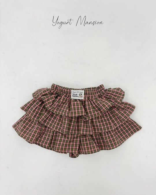 [yogurt mansion]check frill skirt