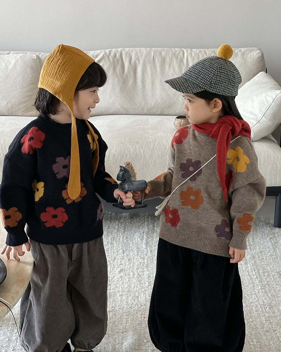 フラワージャガードニット