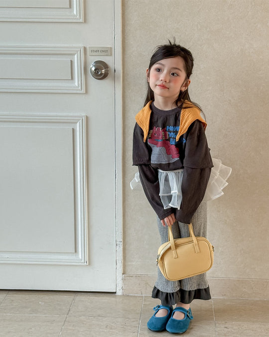 レイヤードショート丈プリントT