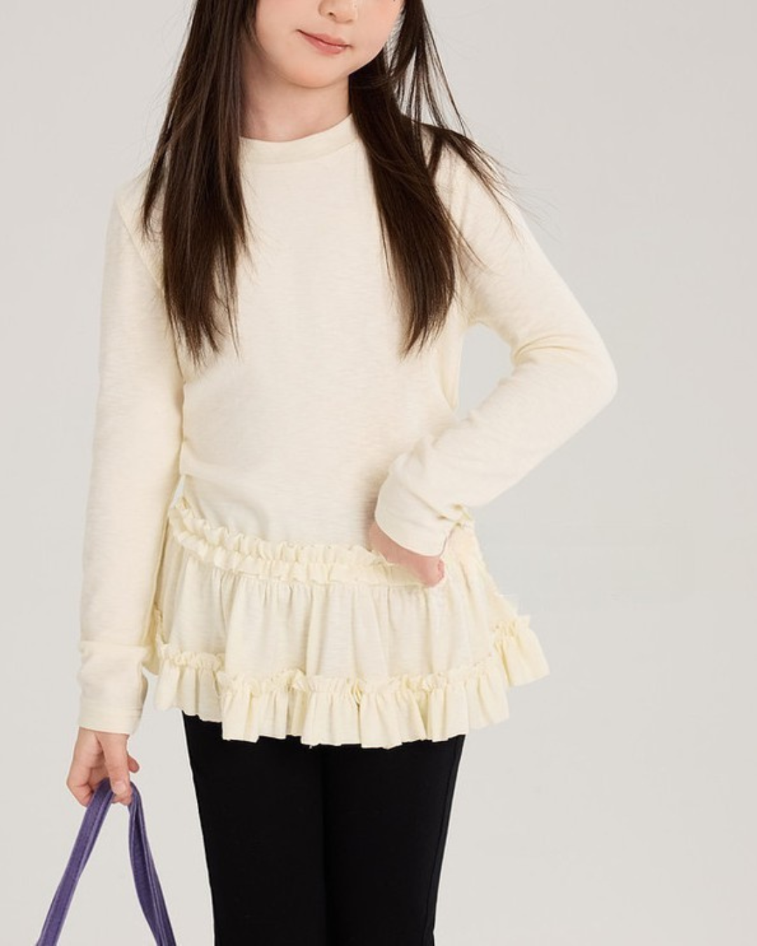 裾フリルトップス