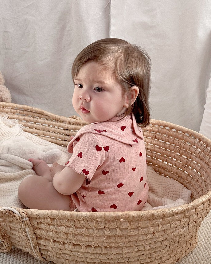 前開きアイレットリボンロンパース