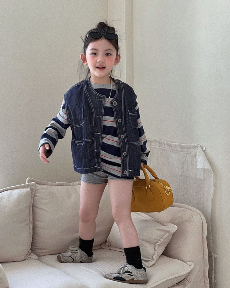 ステッチデニムベスト