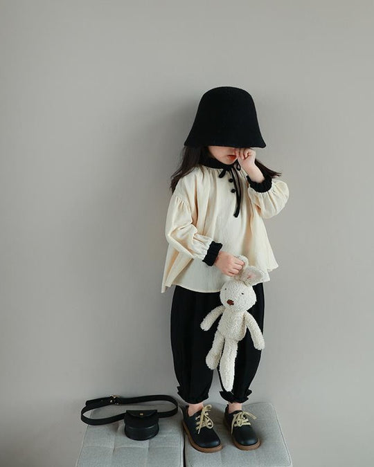 バイカラースモックブラウス