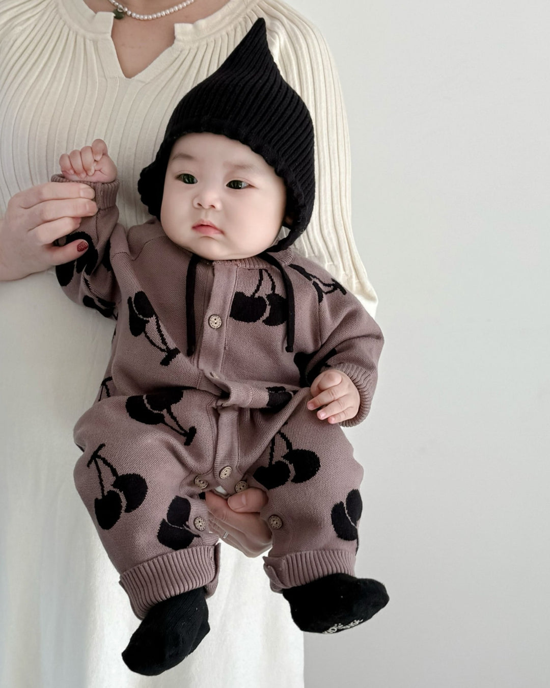 ジャガードニットロンパース