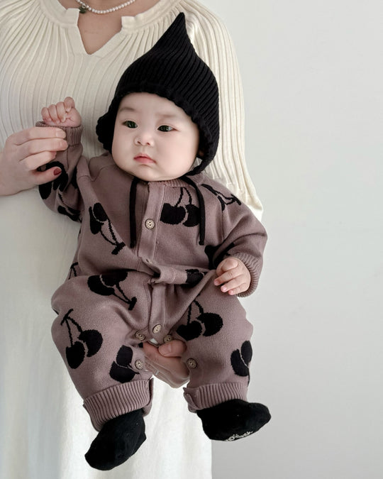 ジャガードニットロンパース