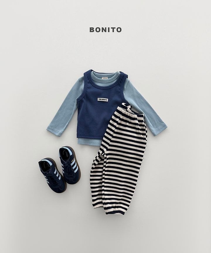 [BONITO]ワッフルボーダージョガーパンツ