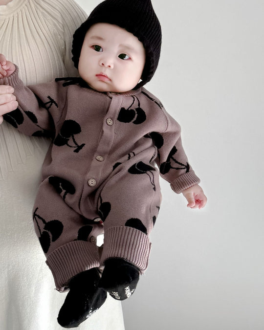 ジャガードニットロンパース